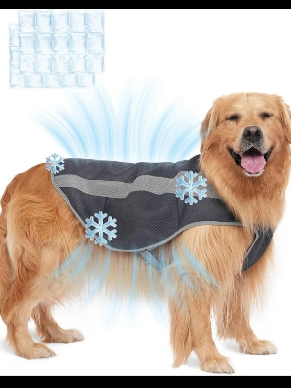 Dog Cooling Vest Harness with Large Gel Ice Packs Gray EUC !!